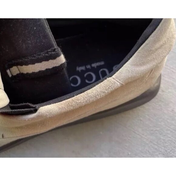 Gucci Beige Brown Suede Horsebit Slip Ons Men's Sz 8 US Shoes Made in Italy - Picture 10 of 15